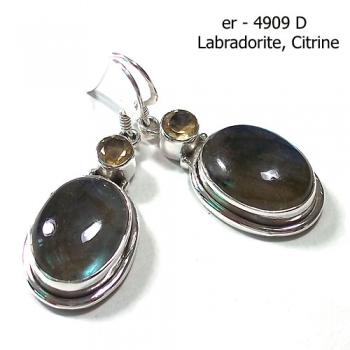 Casual wear blue fire labradorite silver drop earrings